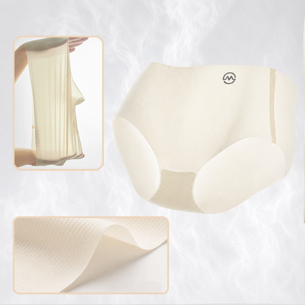 Ivory Monkey730 seamless brief showing lightweight stretch fabric close-ups